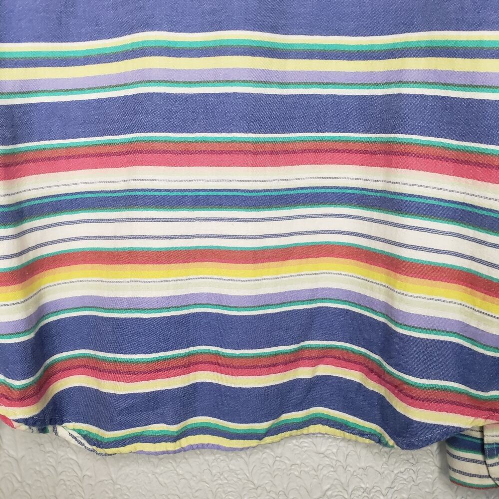 Chaps Denim Long Sleeve Button Shirt Size L Stripes Multi Color Women's - Picture 10 of 13